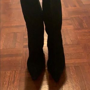 Prada deep green suede kitten heel boot